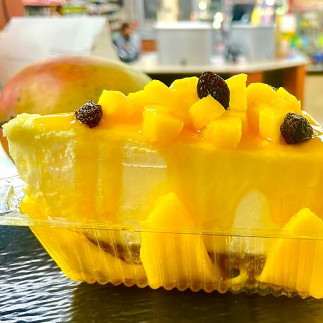 Mango cheesecake.